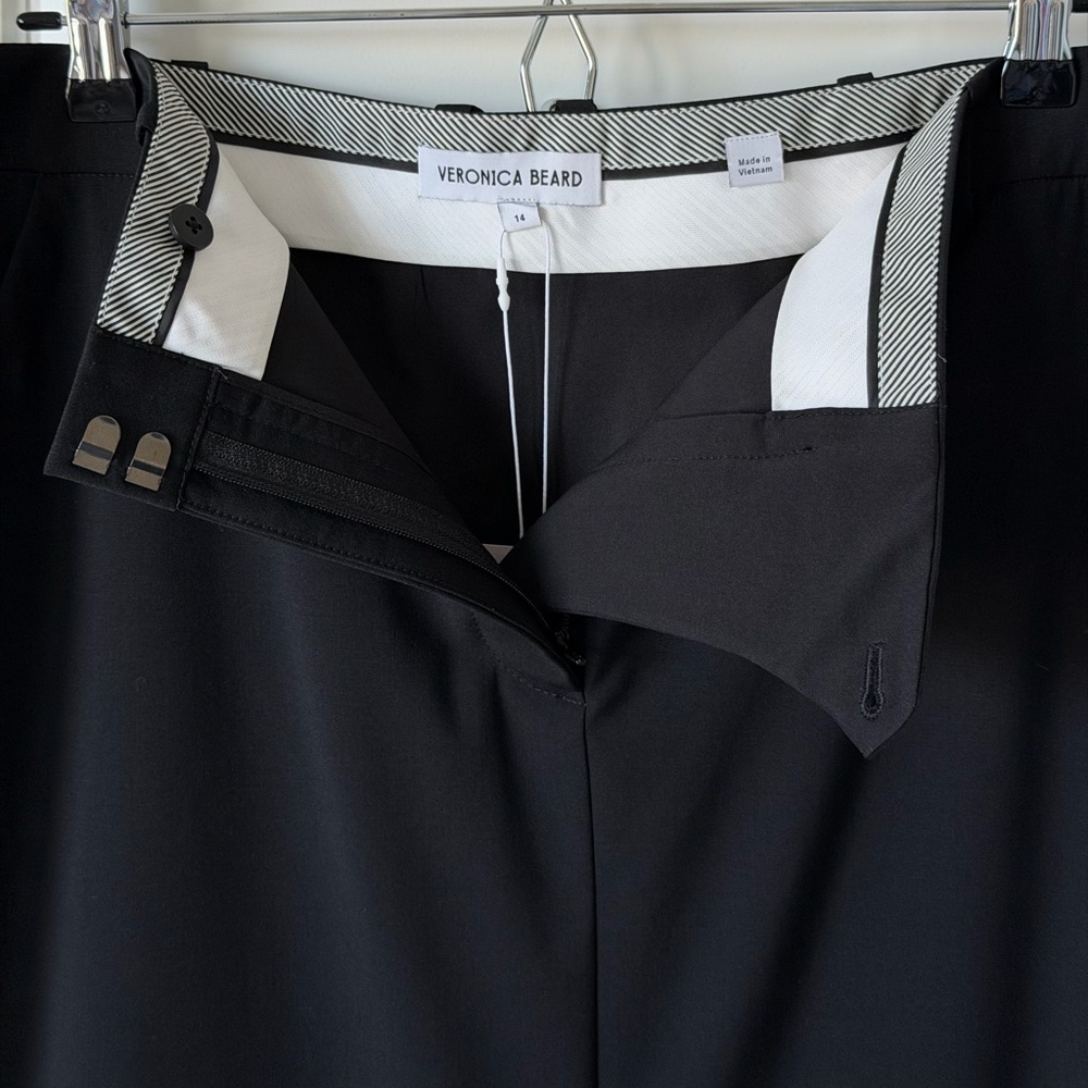 Veronica Beard Maxine Black Wool Blend Front Slit-20” Midi Minimalist Skirt - Picture 7 of 16